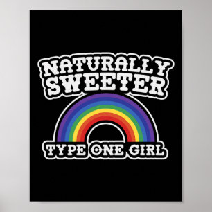 Naturally Sweeter Type One Girl Diabetes Awareness Poster