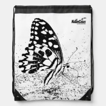NaturCraze B&W Butterfly Drawstring Sac à dos