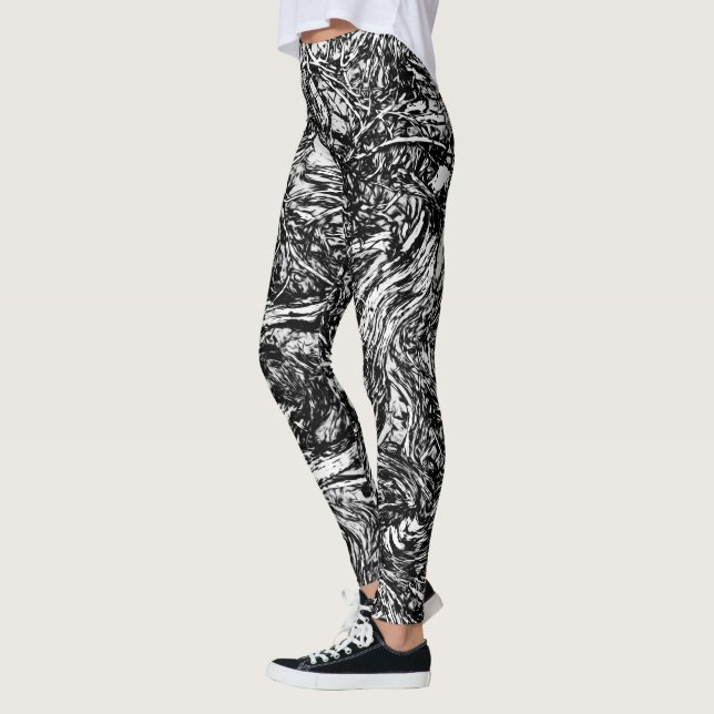 Nature Abstract Pattern in Black and White Leggings (Left)