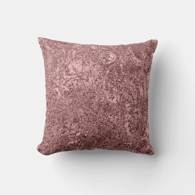 Nature Abstract Rose Blush Gold Glitter Mauve Throw Pillow (Front)