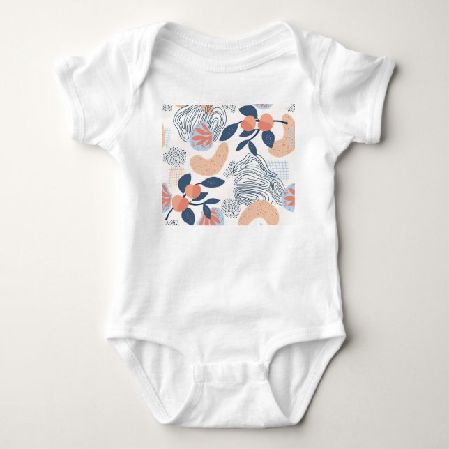 Nature Abstract Shapes Seamless Pattern Baby Bodysuit (Front)