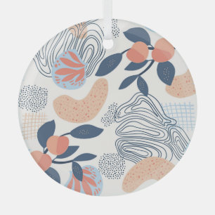 Nature Abstract Shapes Seamless Pattern Glass Ornament