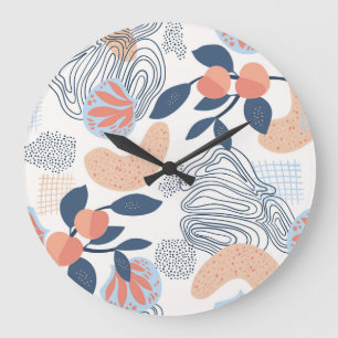 Nature Abstract Shapes Seamless Pattern Large Clock