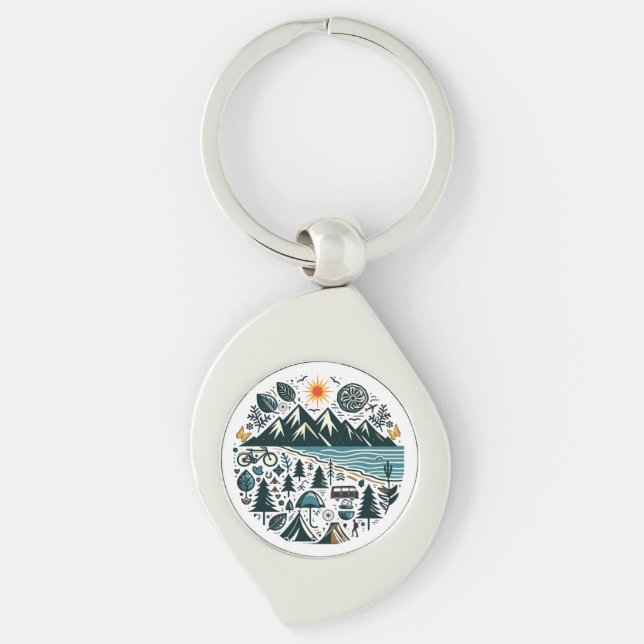 Nature Adventure Camping Travel Exploration Keychain (Front)