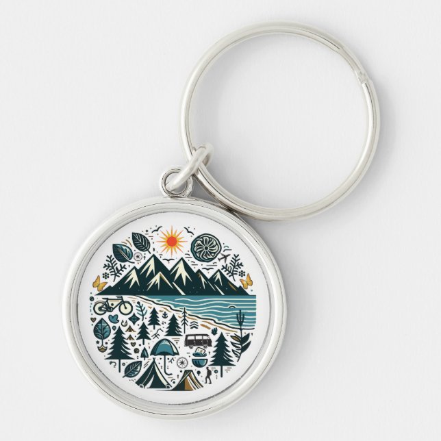 Nature Adventure Camping Travel Exploration Keychain (Front)