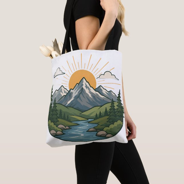 Nature Adventure Outdoor Design Tote Bag (Close Up)