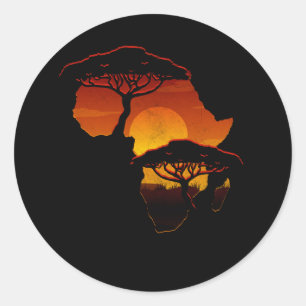 Nature Africa Country Map Sunset African Black Peo Classic Round Sticker