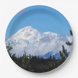 Nature Alaska Denali Scenery Photo Paper Plate