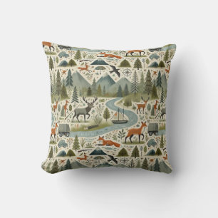 Nature and Adventure Pattern pillow