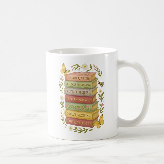 Nature and Book Lover Botanical Stack Coffee Mug (Right)