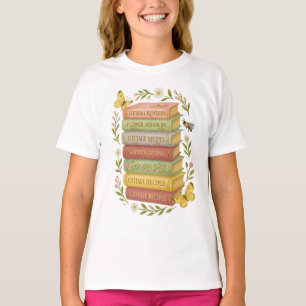 Nature and Book Lover Botanical Stack T-Shirt