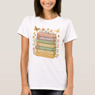 Nature and Book Lover Botanical Stack T-Shirt