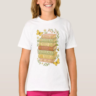 Nature and Book Lover Botanical Stack T-Shirt