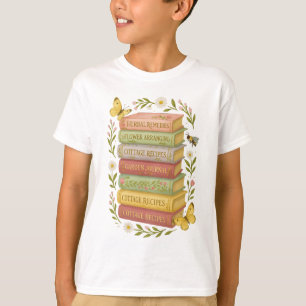Nature and Book Lover Botanical Stack T-Shirt