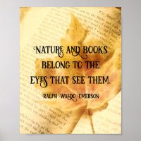 Nature and books Emerson literary quote sepia tone