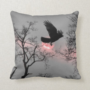 Nature and Crow Throw Pillow