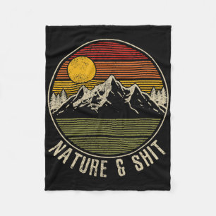 Nature And - Funny Vintage Mountains Hiking Campin Fleece Blanket