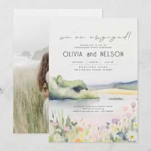 Nature and Wildflowers Engagement Party Photo Invitation