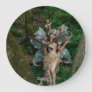 Nature and women in unique clothes large clock