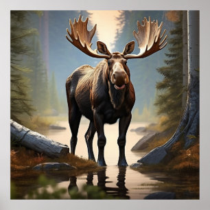 *~* Nature AP49 Close Up MOOSE Forest  Woods Poster