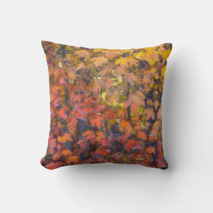 nature art autumn  leaves red and yellow   throw pillow