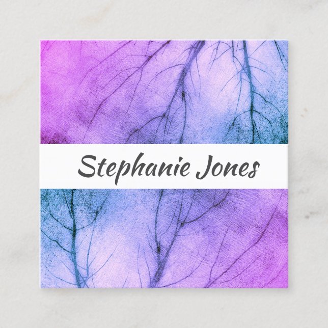 nature art business card template purple (Front)