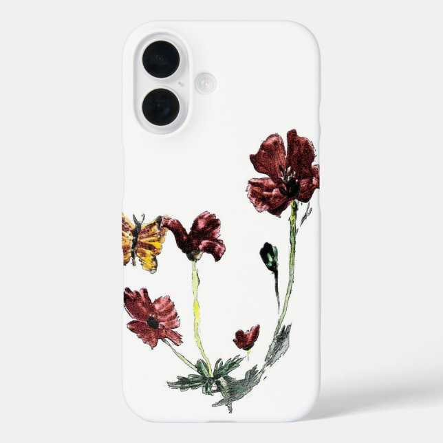 Nature Art Butterfly Poppies Case-Mate iPhone Case (Back)
