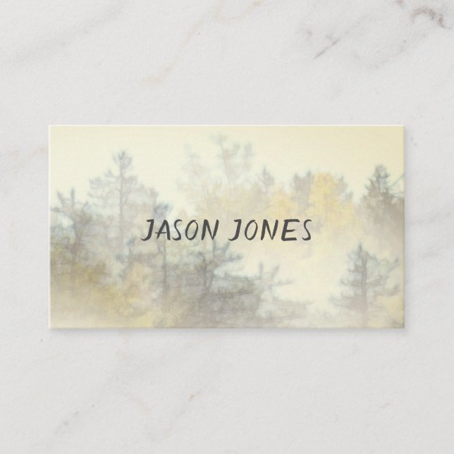 nature art fog on mountain pines custom business card (Front)