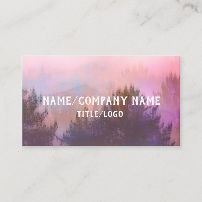 nature art mountain mist pine trees custom business card (Front)