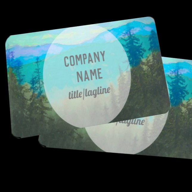 nature art mountains and pines turquoise and green business card (Creator Uploaded)