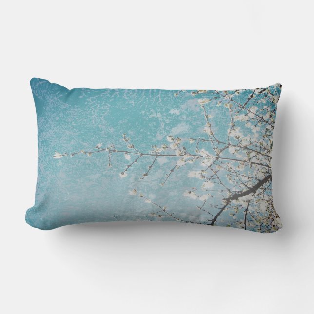 nature art pillow blue and grey flower decor (Front)