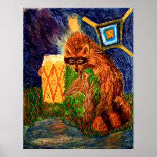 NATURE ART POSTERS - INDIAN SUMMER - RACCOON GIFT