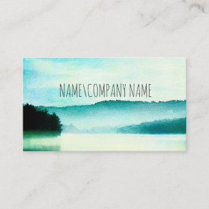 nature art tranquillity blue and teal foggy lake business card
