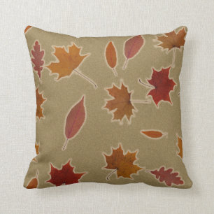 Nature Autumn Leaves with Glow on Custom Colour Throw Pillow