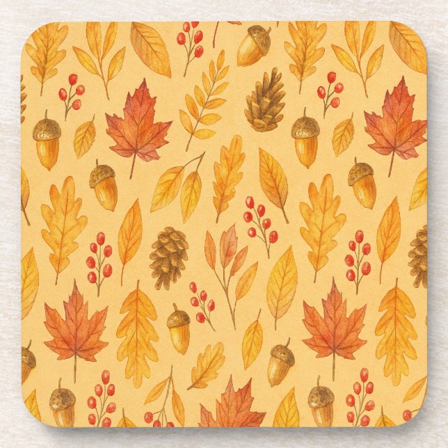 Nature autumn pattern coaster (Front)