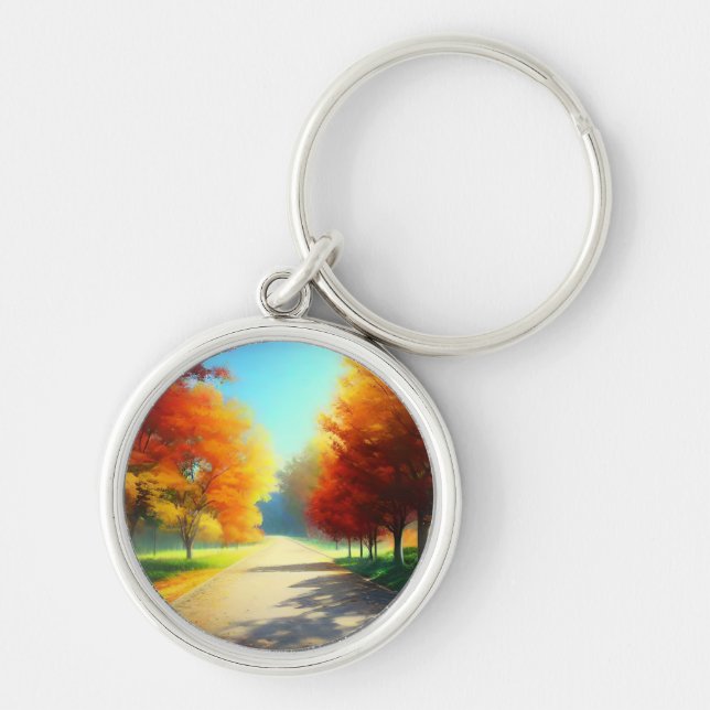 Nature Autumn Trees in The Forest Keychain (Front)