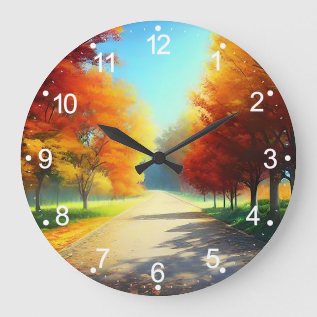 Nature Autumn Trees in The Forest Large Clock (Front)