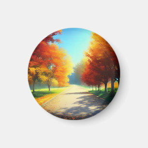 Nature Autumn Trees in The Forest Magnet