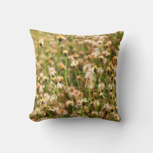Nature background with grass flowerbackground, bea throw pillow (Front)