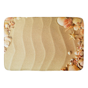 Nature beach sand shells texture bath mat