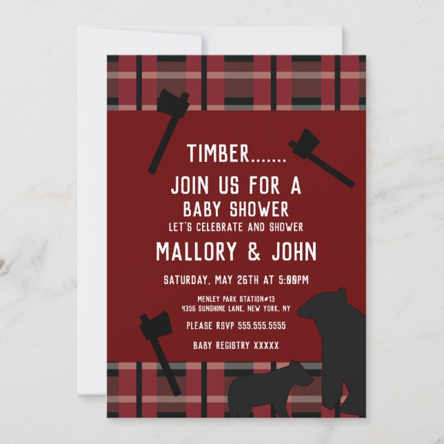 Nature Bear and Axe Lumbarjack Fall Invitation (Front)