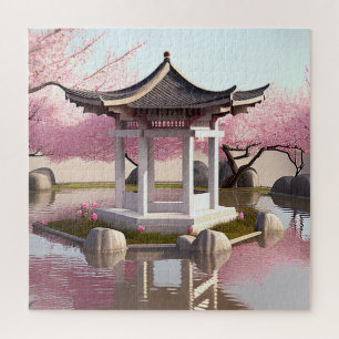 Nature Beauty Sakura Cherry Blossom Garden View Jigsaw Puzzle