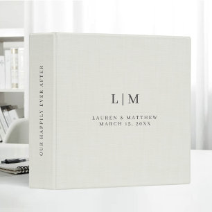 Nature Beige Linen Minimal Elegant Wedding Album Binder