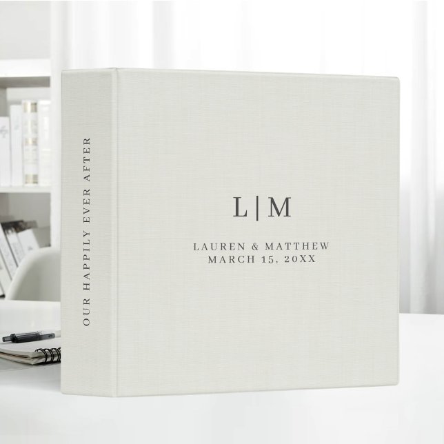 Nature Beige Linen Minimal Elegant Wedding Album Binder (Creator Uploaded)