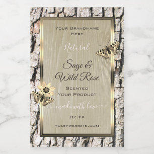 Nature Beige Tree Bark Gold Frame Product Labels