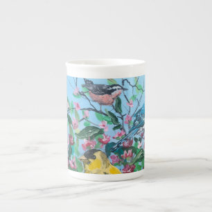 Nature 'BIRDS IN THE GARDEN Colourful Art Bone China Mug
