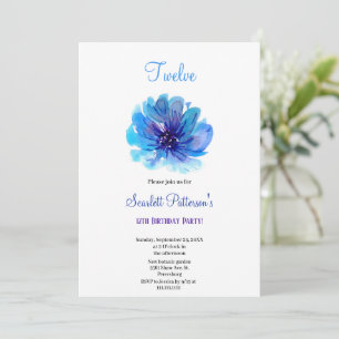 nature bleu et violet invitation à fleur d'anniver