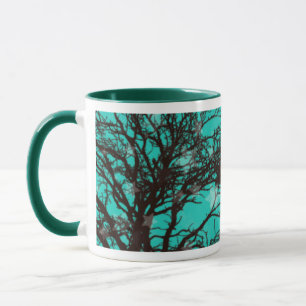 Nature Blue and Black Trees and Stars Mug