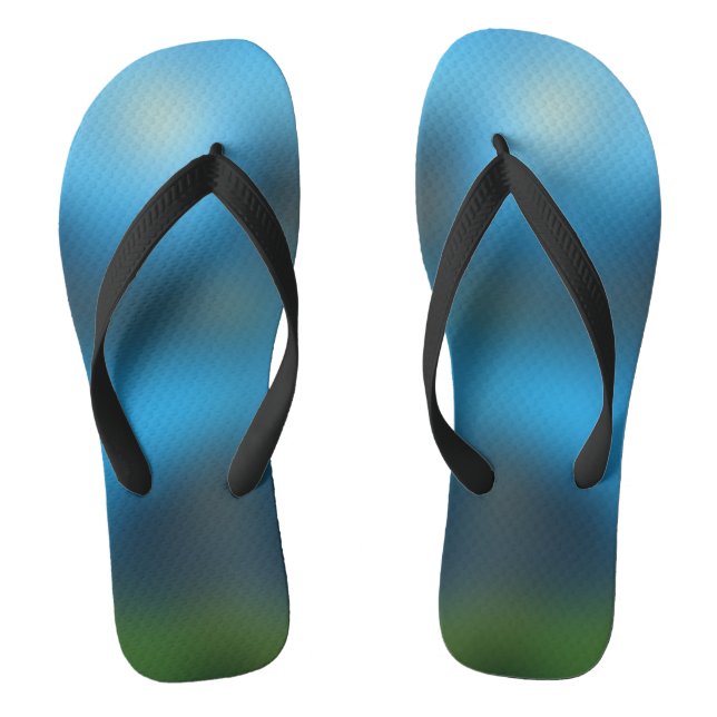 Nature Blue Green Custom Created Flip Flops (Footbed)