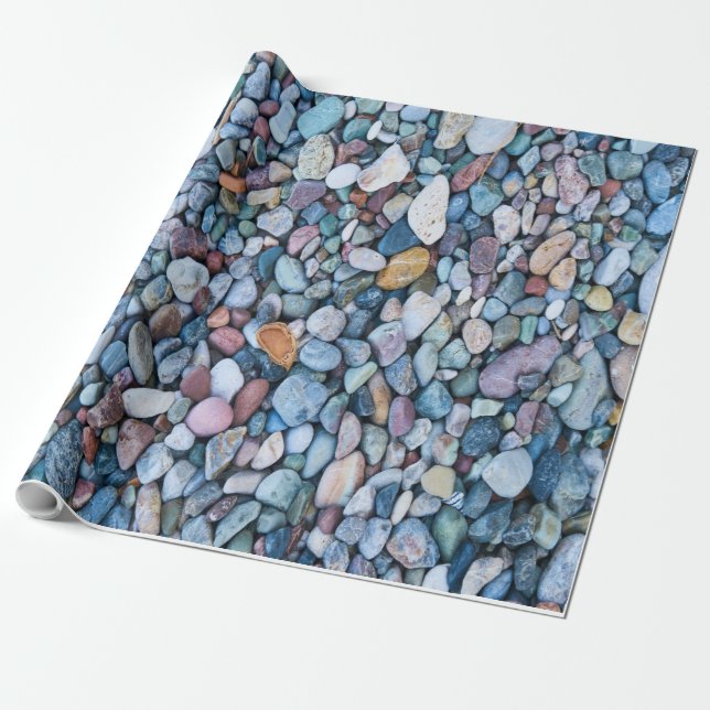 NATURE BLUE STONES WET PEBBLE PATTERN WRAPPING PAPER (Unrolled)